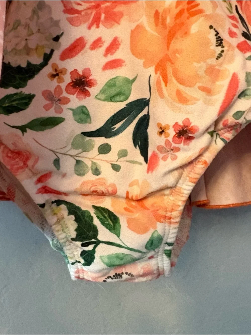 Cheeky Plum Farrah long sleeve coral and green floral leotard size 6